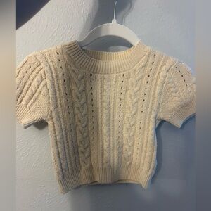 Free People Cream Cable Knit Crop Top